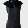 Loewe blusa negra seda sin mangas flor plisada Talla 38 (M)