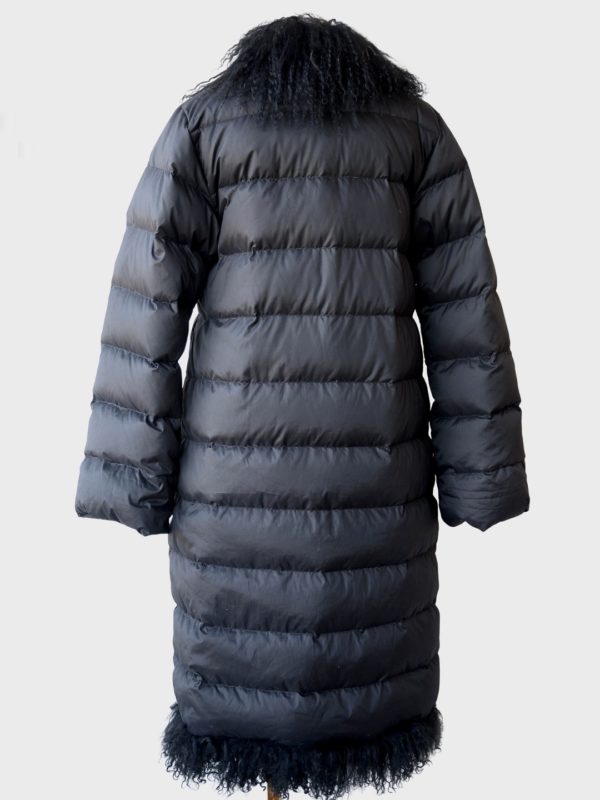 Moncler chaqueta larga plumas con pelo natural cordero de Mongolia 2 (M)