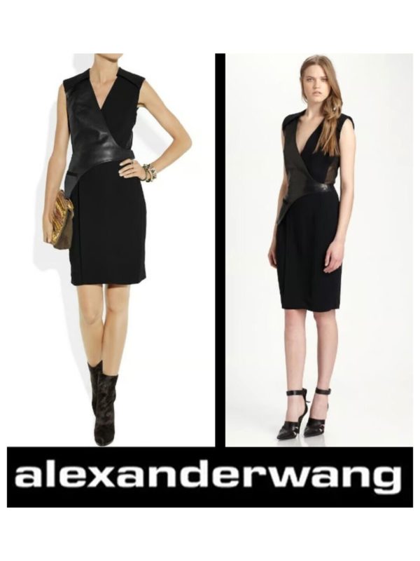 alexander wang vestido tubo negro cuero Talla US2 (XS-S)