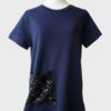Dries Van Noten jersey azul marino bolsillo de lentejuelas Talla S
