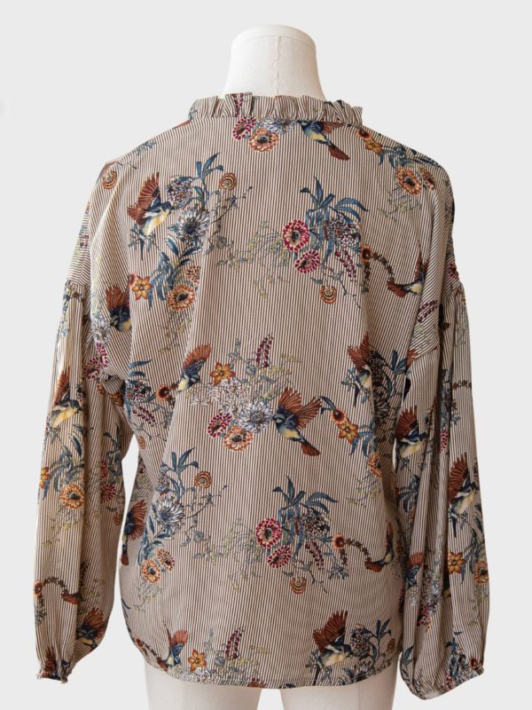 La Fee Maraboutee blusa estampado floral/aves Talla 38 (M)