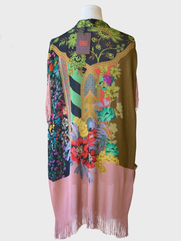 Etro Milano cárdigan kimono estampado flecos IT40 (S-M) Nuevo