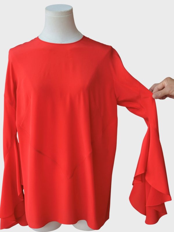 Givenchy blusa rojo vivo mangas acampanadas Talla FR36 (S)