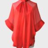 Givenchy blusa rojo vivo mangas acampanadas Talla FR36 (S)