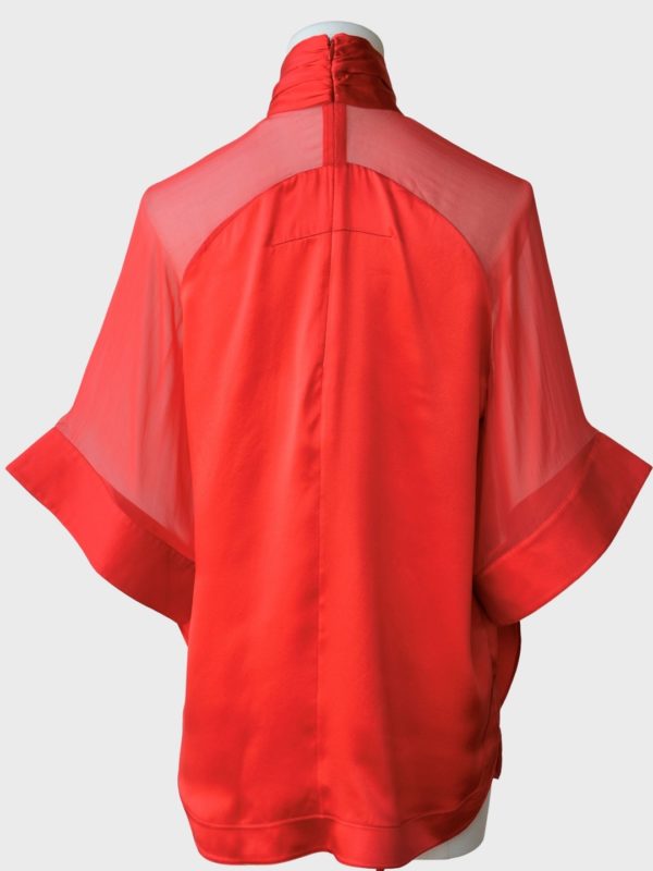 Givenchy blusa rojo vivo mangas acampanadas Talla FR36 (S)