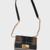 Elie Saab bolso bandolera gris topo cuero de pitón Nuevo