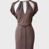 Gucci vestido fiesta marrón chocolate Talla S