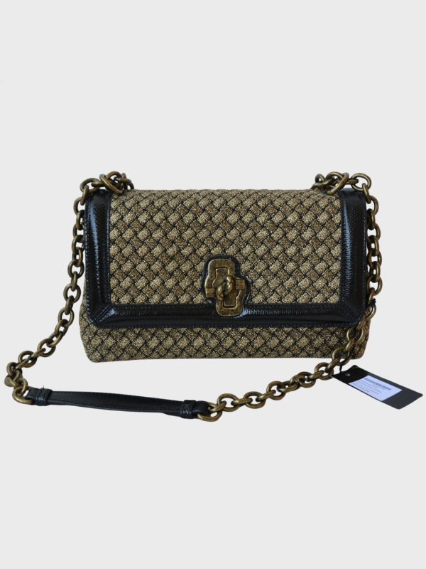 Bottega Veneta Intrecciato Olimpia Knot bolso bandolera dorado Nuevo