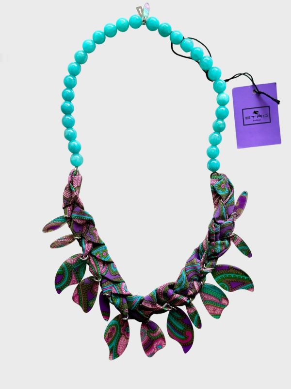 Etro Milano collar turquesa estampado paisley Nuevo